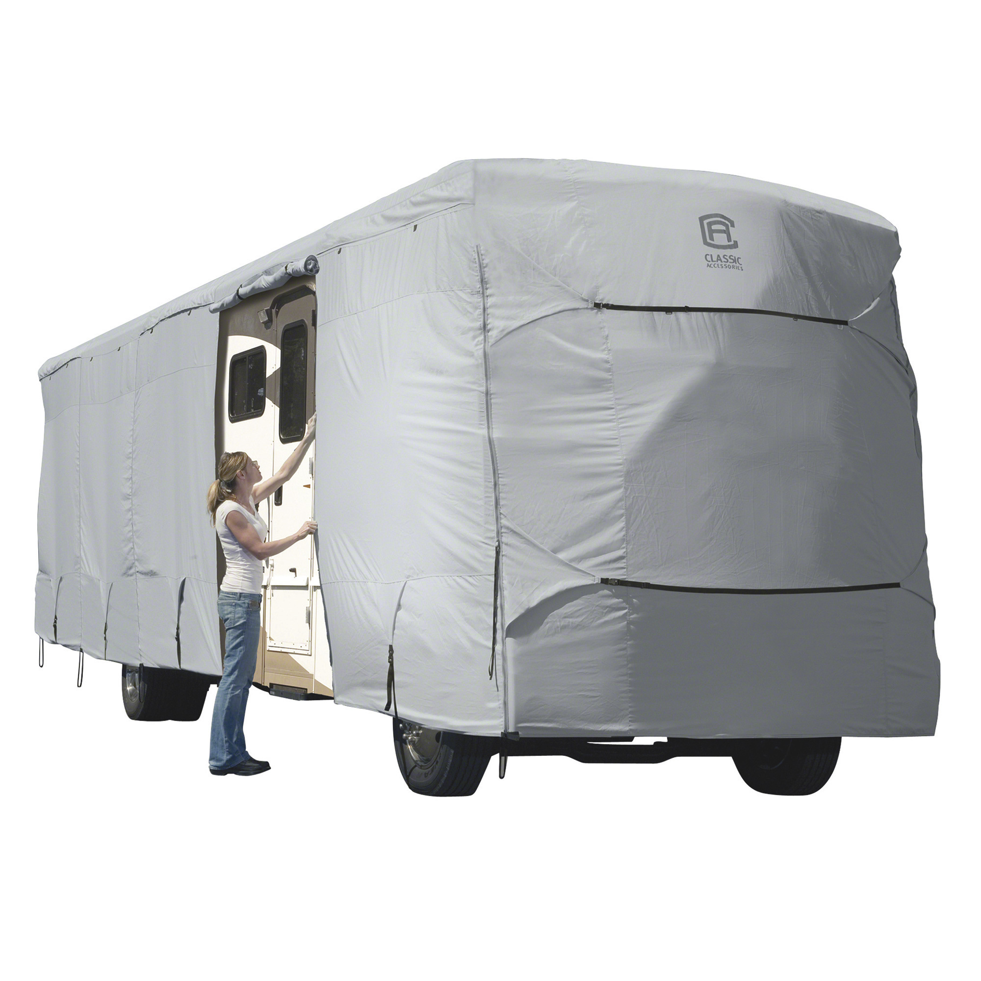 Classic Accessories PermaPRO Class A Extra Tall RV Cover, Gray, Fits 37ft.L-40ft.L x 140in.Tall RVs, Model# 80-184-201001-00